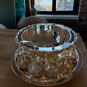 Oneida Silver Punch Bowl Set with Cups